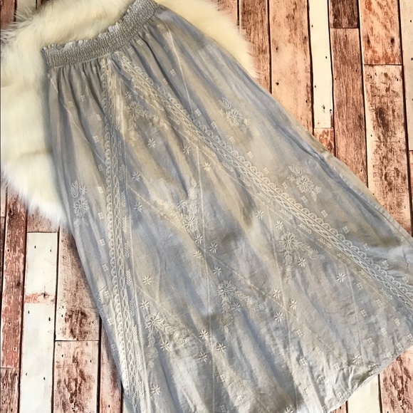 Johnny Was Dresses & Skirts - Johnny Was Maxi Skirt Linen Medium Gray